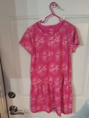 Barbie Hot Pink All-Over Logo Tee Dress